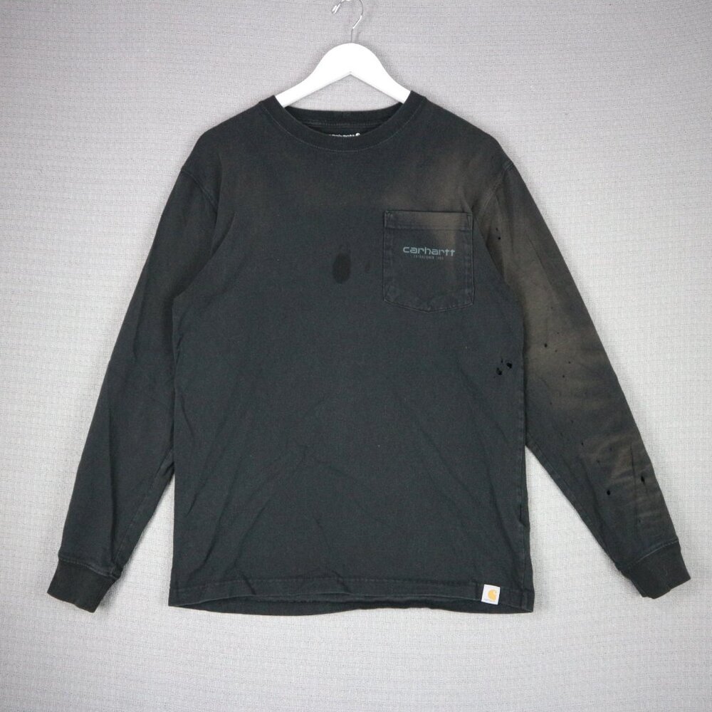 Carhartt Distressed Thrashed Faded Longsleeve Logo Tee Small